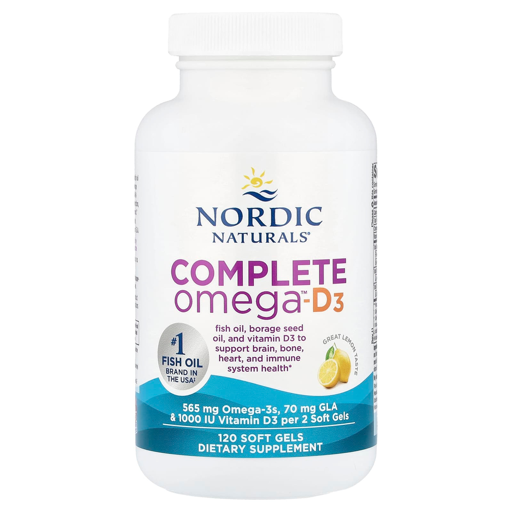 Nordic Naturals, Complete Omega™-D3, лимон, 120 капсул