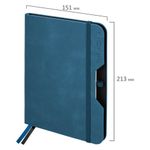 Ежедневник датированный 2025, А5, 151х213 мм, BRAUBERG "Note", под кожу, держатель для ручки, резинка-фиксатор, синий, 115931