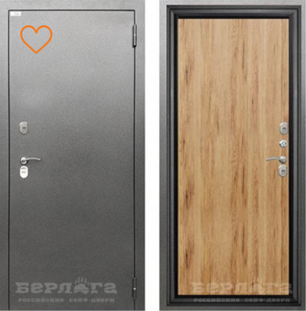 СЕЙФ-ДВЕРЬ БЕРЛОГА 3К ТЕРМО Серебро антик/Рустик соломенный