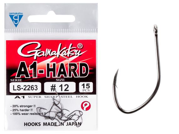Крючки Gamakatsu A1 LS-2263 EYED HOOKS BLACK разм. 12 15шт.