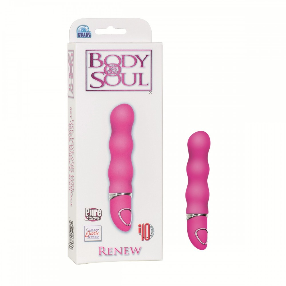 Розовый волнистый вибратор Body & Soul Renew - 9,5 см.