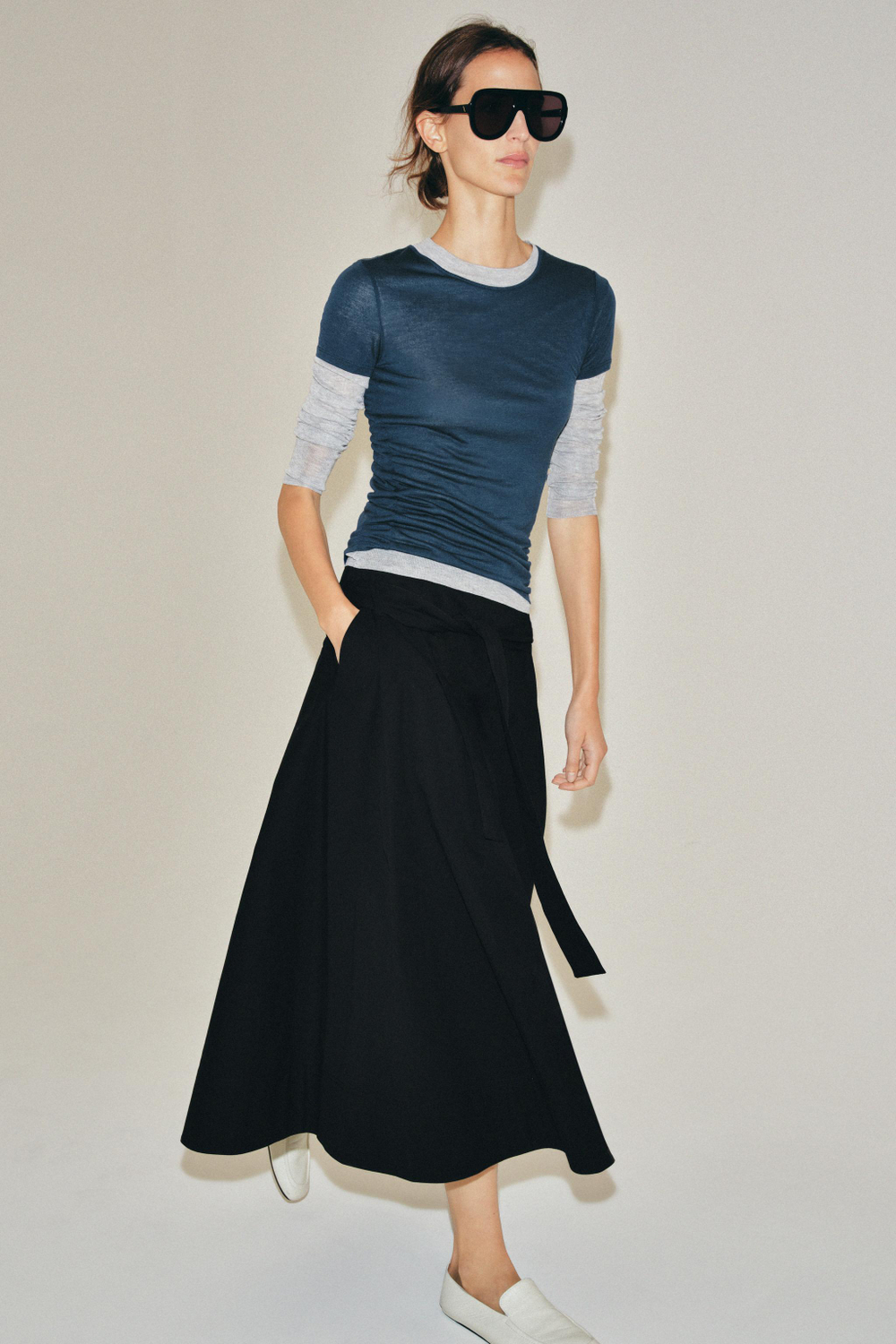 ЮБКА МИДИ С ПОЯСОМ — ZW COLLECTION — ZARA