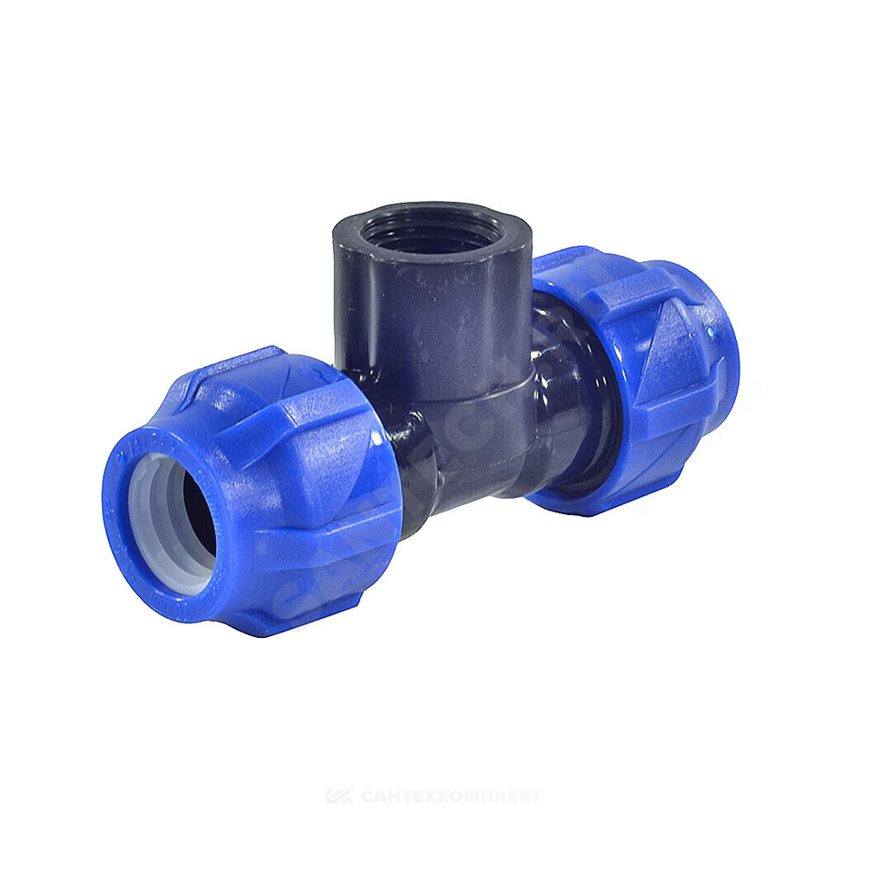 Тройник компрессионный ПЭ Дн 50х1/2"х50 ВР Ру16 VALFEX 1210015001250