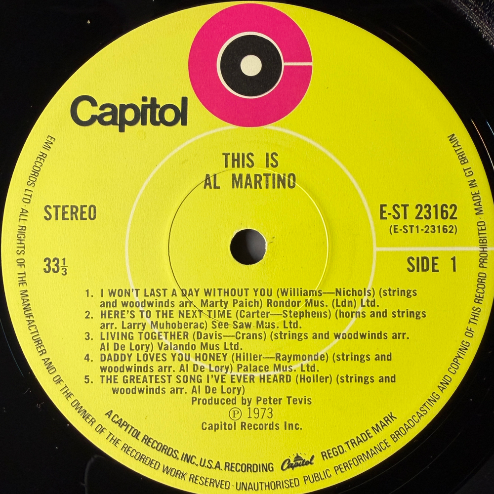 Al Martino ‎– This Is Al Martino (Англия 1973г.)