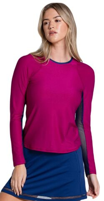Женская теннисная футболка с длинным рукавом Lucky in Love The Berry Buzz Shimmer On Long Sleeve
