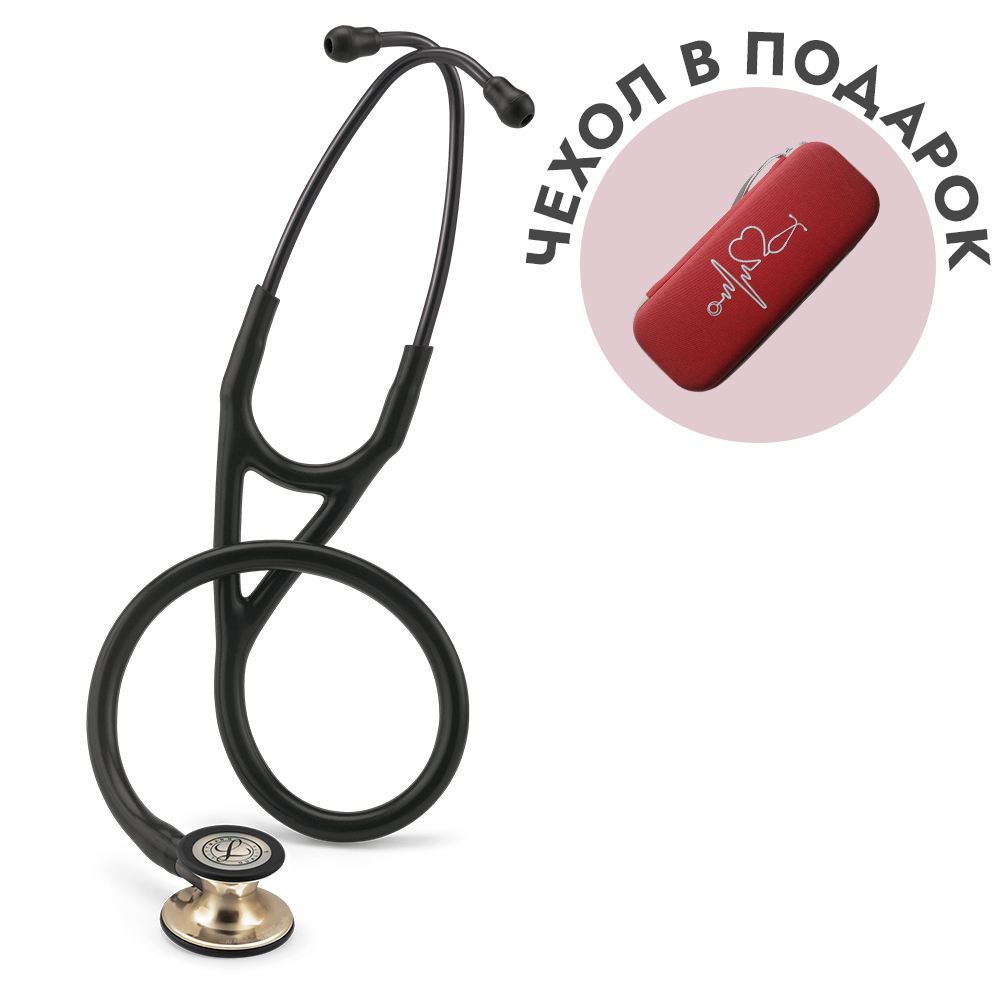 Стетоскоп Littmann Cardiology IV, черный, акустическая головка цвета шампанское (6179)