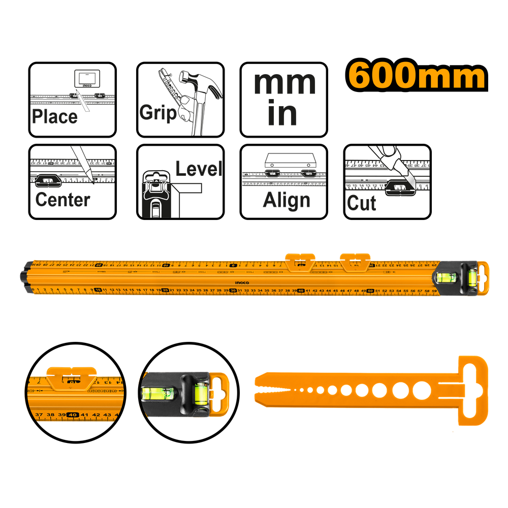 Линейка измерительный центр INGCO HSR36003 600 мм Линейка измерительный центр INGCO HSR36003 600 мм