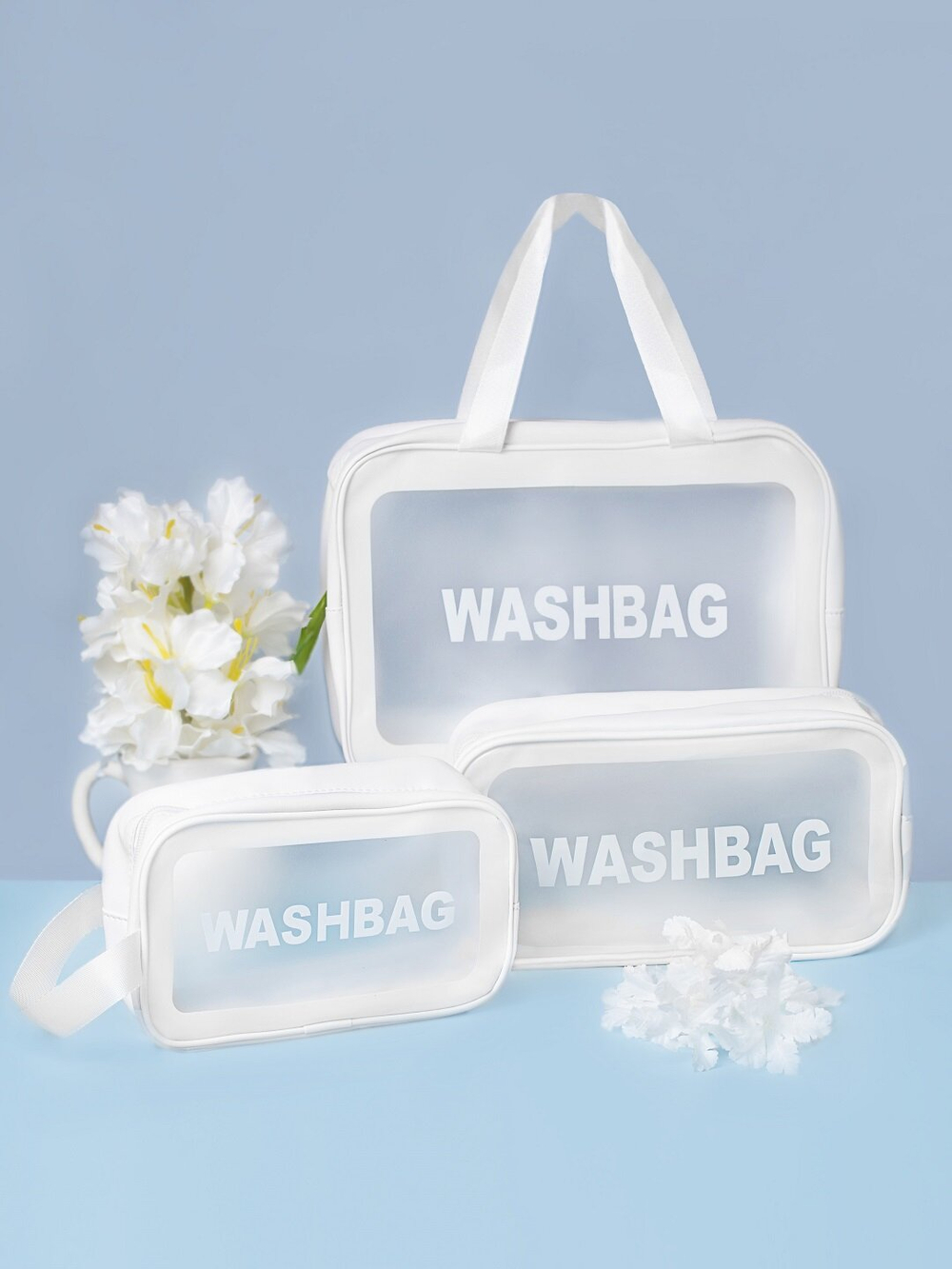 Косметичка водонепроницаемая Washbag сумка с ручкой органайзер косметичка для бассейна душа роддома, белая 26*10*15см