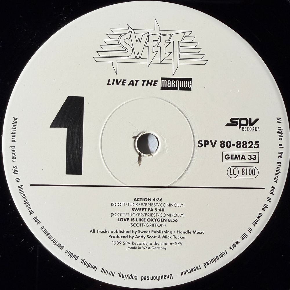 Sweet – Live At The Marquee 2LP (Германия 1989г.)