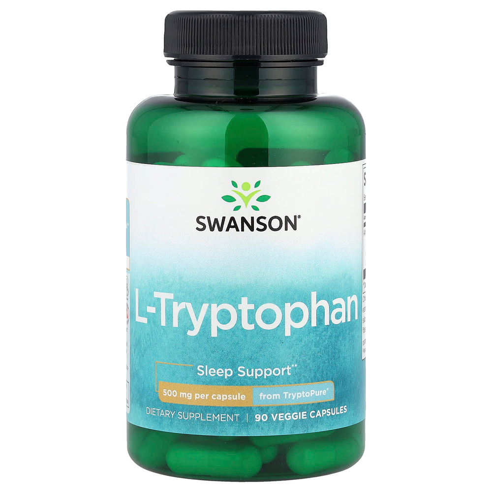 Swanson Vitamins, L-триптофан, 500 мг, 90 растительных капсул