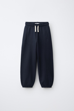 ZARA БРЮКИ-ДЖОГГЕРЫ ИЗ МЯГКОЙ ТКАНИ VARSITY, МОРСКОЙ ТЕМНО-СИНИЙ