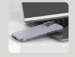 Усиленный двухкомпонентный чехол серого цвета (Titanium Gray) от Nillkin для iPhone 16 Pro Max, серия Super Frosted Shield Pro