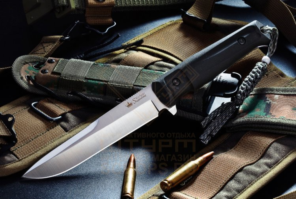 Нож Kizlyar Supreme Alpha D2 кратон, Black/Stonewash