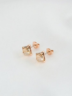 Серьги-гвоздики Миражи с кристаллами Swarovski цвета шампань