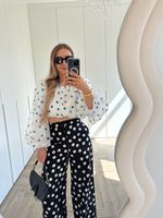 КОСТЮМ С ЮБКОЙ В ГОРОШЕК БЕЛЫЙ|ЧЕРНЫЙ