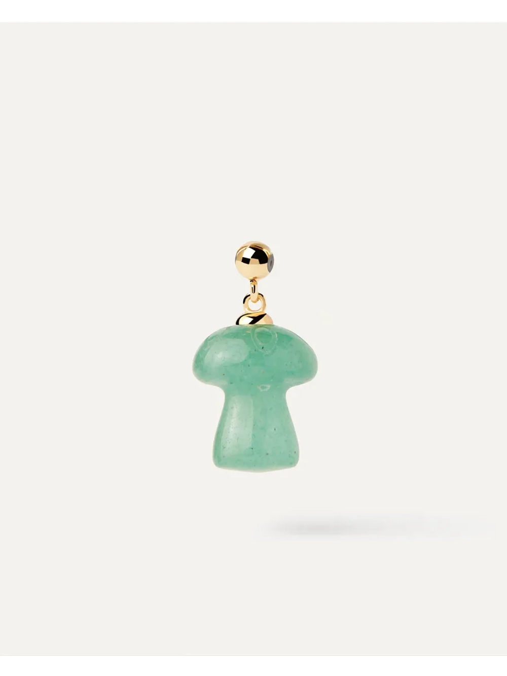 Подвеска-шарм Mushroom Green Aventurine серебро 925 пробы покрытое золотом