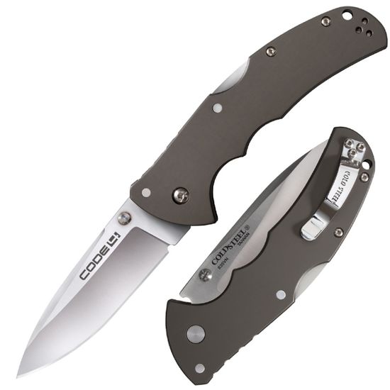 Складной нож Cold Steel 58PS Code-4 Spear Point Plain c клинком из стали CPM-S35VN, рукоять алюминий