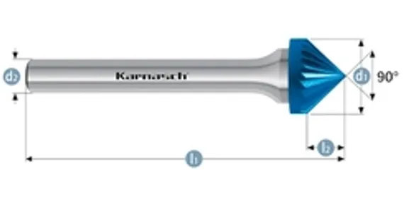 Борфреза твердосплавная Karnasch форма D, 6х4,7х6х50 мм, насечка HP-6, без покрытия, арт. 11.3034-055