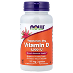 NOW Foods, вегетарианский витамин D в сухой форме, 1000 МЕ, 120 вегетарианских капсул