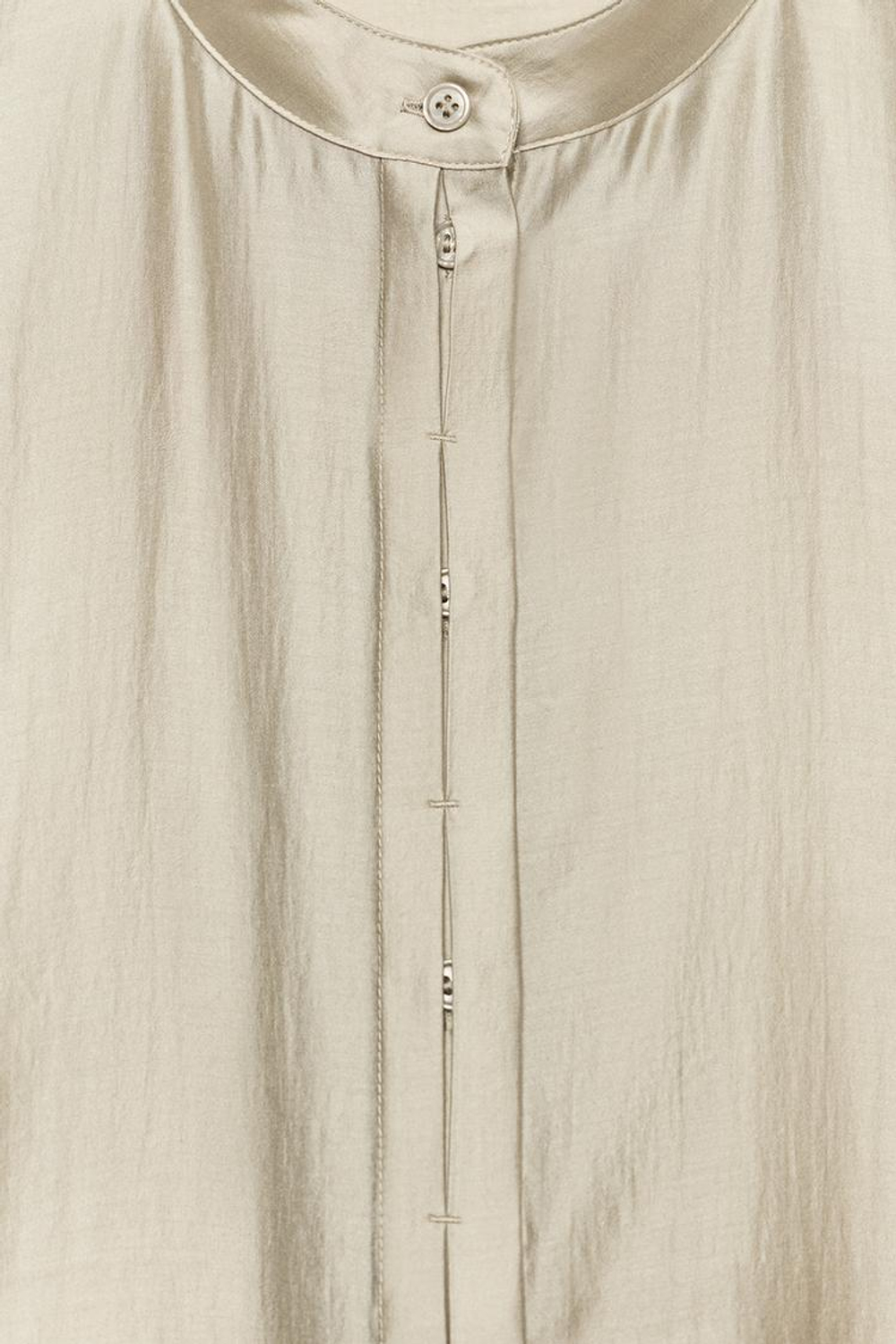ZARA РУБАШКА С ВОРОТНИКОМ-СТОЙКОЙ ZW COLLECTION, ПЕСОЧНЫЙ