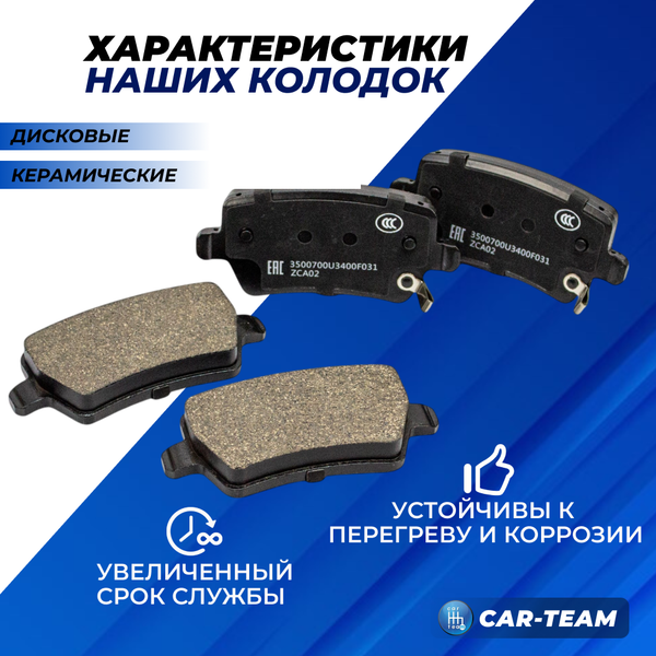 Колодки тормозные задние (керамические) Chery Tiggo 8 Pro, Jetour Dashing, Omoda C5, S5, Jaecoo J7, Москвич 3 (арт. ZCP-0805)