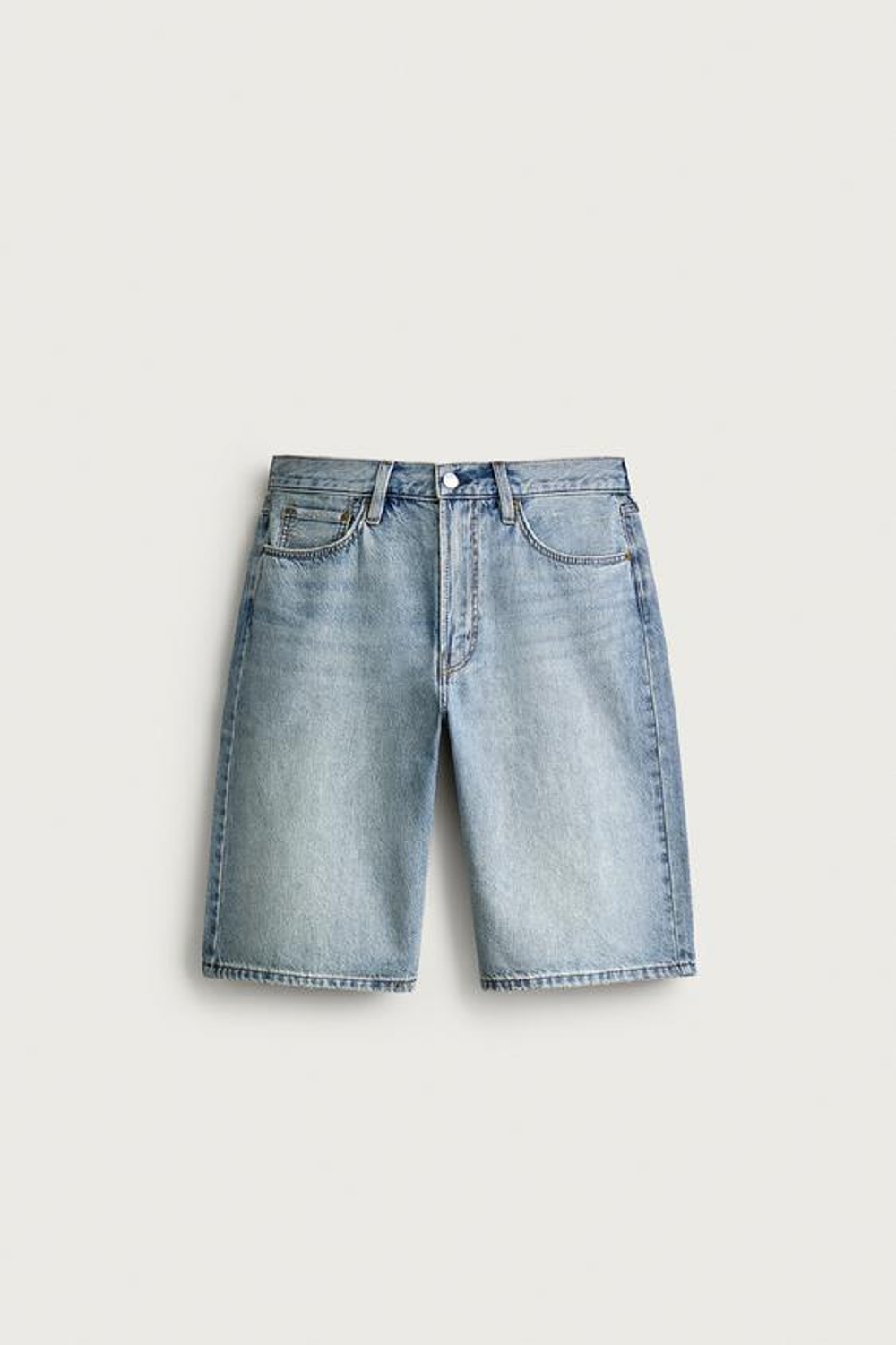 ZARA ДЖИНСОВЫЕ ШОРТЫ LOOSE FIT, ВЫЦВЕТШИЙ СИНИЙ