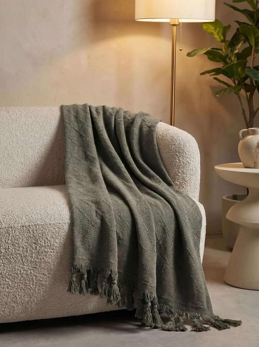 Velora Home Плед Однотонный-1 Хаки цвет 200х230 100% Хлопок — фото 2