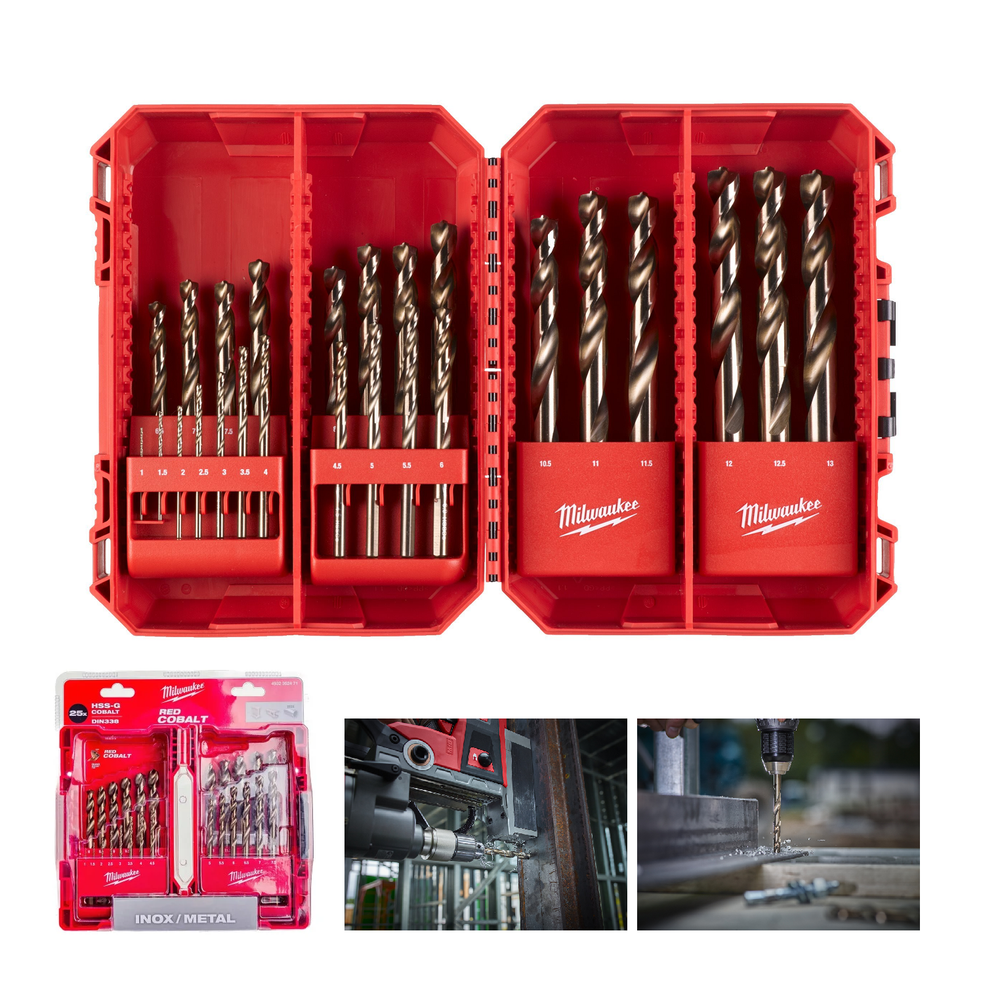 Набор сверл по металлу 25 шт. MILWAUKEE HSS-Co 1-13 мм GEN III в кейсе 4932493868