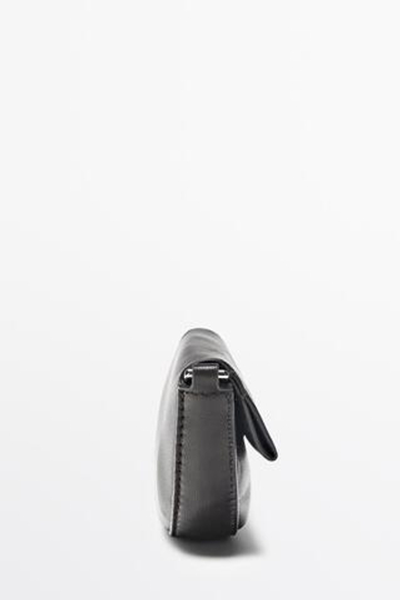 Massimo Dutti Мини-сумка через плечо из кожи наппа, коричневый