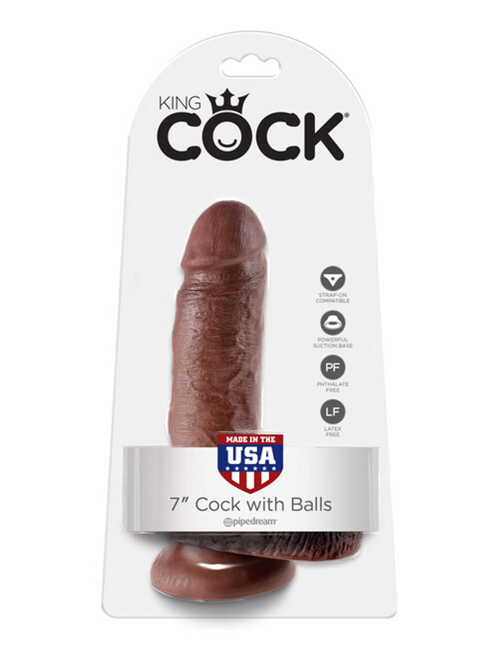 Реалистичный фаллос с мошонкой на присоске 7''Cock , коричневый (Цвет: коричневый)