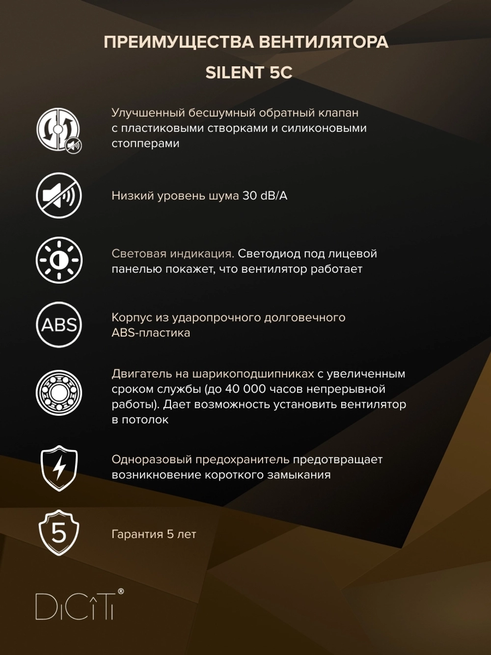Вентилятор накладной SILENT D125 обр.клапан DICITI