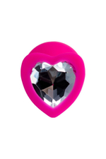 Розовая анальная втулка Diamond Heart с прозрачным кристаллом - 8 см. (Цвет: прозрачный)