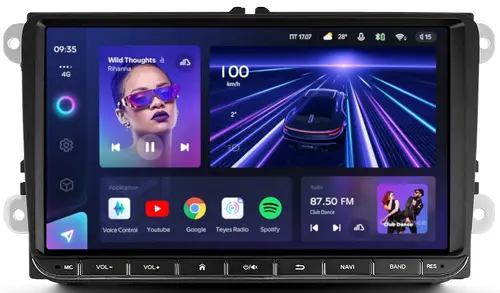 Магнитола для Volkswagen T5, T6, Tiguan, Passat, Polo, Jetta, Amarok, Golf и др., Skoda Octavia, Fabia, Rapid - Teyes CC3-VW на Android 10, Быстрая, QLED, CarPlay, 4G SIM-слот