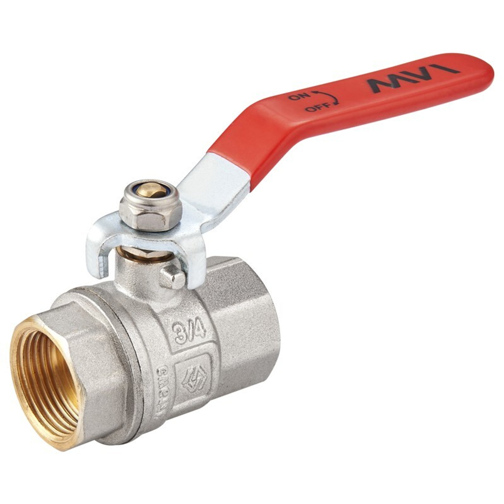 Кран латунный шаровой MVI BV.511, DN 40, PN 40, никелированный, полнопроходной, муфта-муфта, рычаг