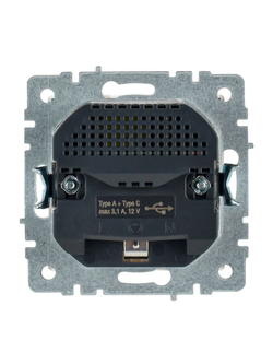 Розетка BRITE РЮш11-1-БрБ 16А с USB A+C 18Вт с заземл. защ. шторки механизм бел. IEK BR-R14-16-U22-018-K01