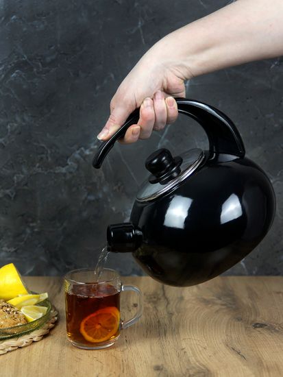 Чайник 2,5 л. эмалированный со свистком Kamille KM 1039A с черной бакелитовой ручкой