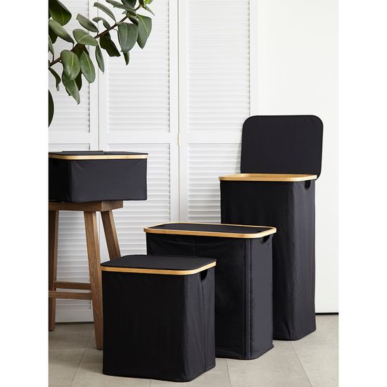 Корзина для белья с двумя отделениями neat twin, 53,5х33х53 см, черная
