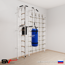 Шведская стенка Sv Sport 57530 (Турник стандарт/Брусья/Канат/Лестница/Цепь/Мешок 30кг/Канатный лаз)