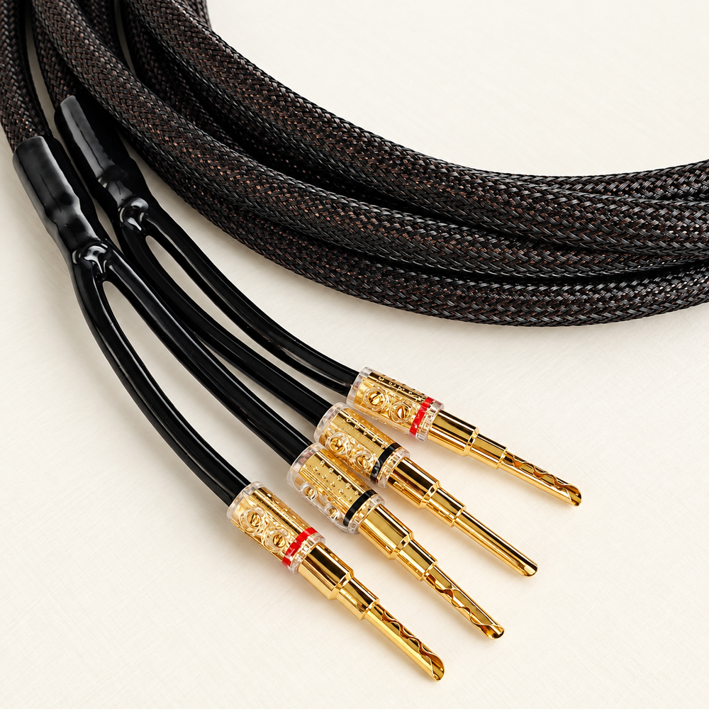 DAXX S192g Акустический кабель 12AWG (3.3мм.кв) из посеребренной монокристаллической меди -готовая пара- черный кожух
