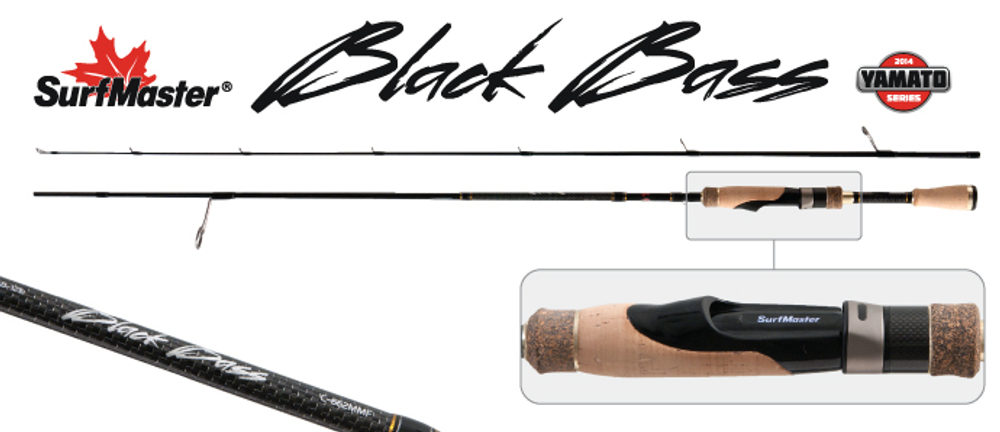 Спиннинг штекерный угольный 2 колена S Master K1229 Black Bass Spin S-642LM TX-20 (4-12гр.) 1,93 м