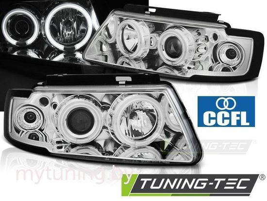 Передние фары Angel Eyes для Volkswagen Passat B5 (96-00) CCFL Chrome