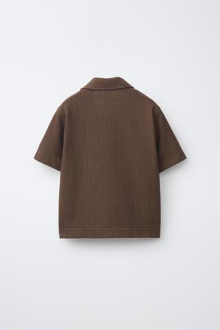 ZARA РУБАШКА С КОРОТКИМИ РУКАВАМИ, ШОКОЛАДНЫЙ