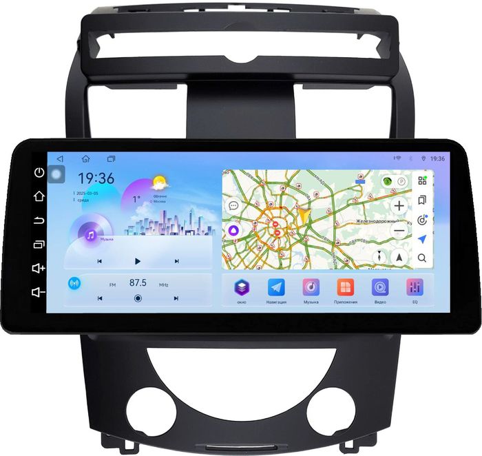 Магнитола для SsangYong Rexton 2 Y250 2007-2012 (рамка большая) - FarCar монитор 12.3" 2K QLED на Android 14, Быстрая, CarPlay, 4G SIM-слот