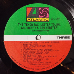 Винтажная виниловая пластинка LP The Tenor Sax: Lester Young, Chu Berry and Ben Webster (USA 1973)