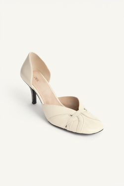 ZARA КОЖАНЫЕ ТУФЛИ НА КАБЛУКЕ - LIMITED EDITION, ЭКРЮ/БЕЛЫЙ