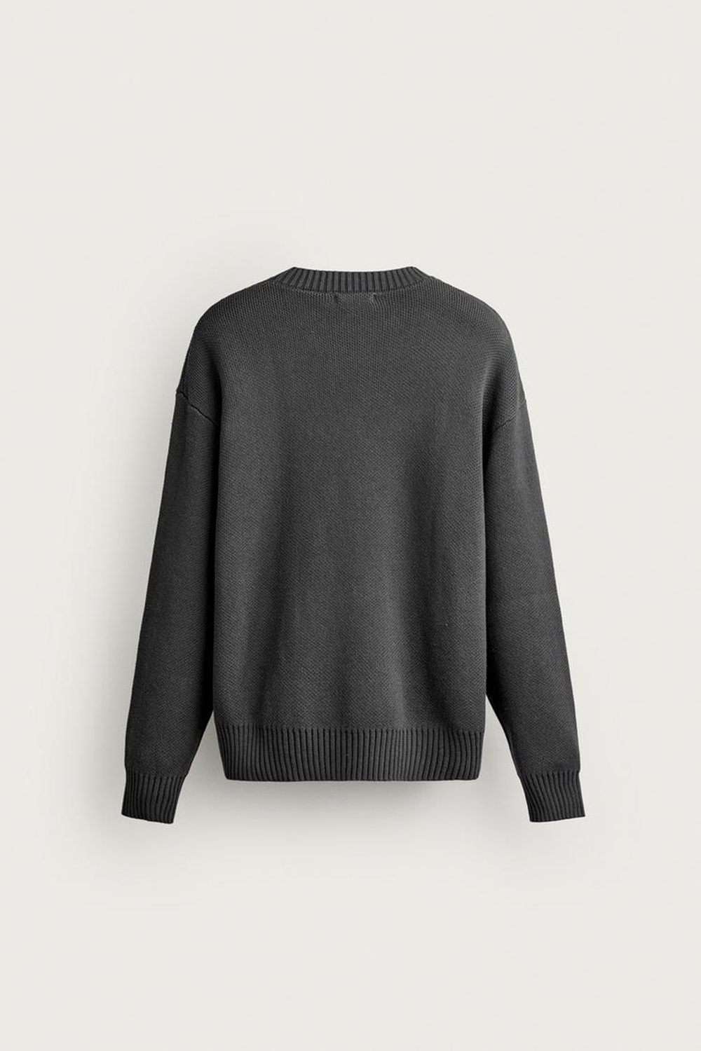 ZARA СВИТЕР RELAXED FIT ИЗ 100% ХЛОПКА, УГОЛЬНЫЙ