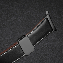 Ремешок из натуральной кожи черного цвета от Dux Ducis для смарт часов Samsung Watch Ultra 47мм, серия YA Series