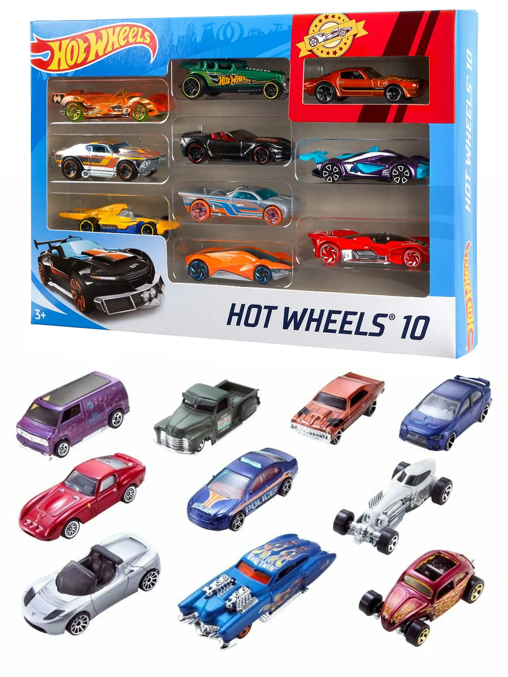Игровой набор Hot Wheels Базовые машинки 1:64 54886-N0721 | Hot Wheels Basic Car 10-Pack | набор из 10 машинок 1:64 | 3+