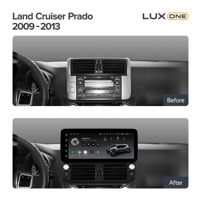 Магнитола для Toyota Land Cruiser Prado 150 2009-2013 (поддержка JBL) - Teyes LUX ONE ROUND монитор 12.3" 2K QLED на Android 10, Быстрая, CarPlay, 4G SIM-слот