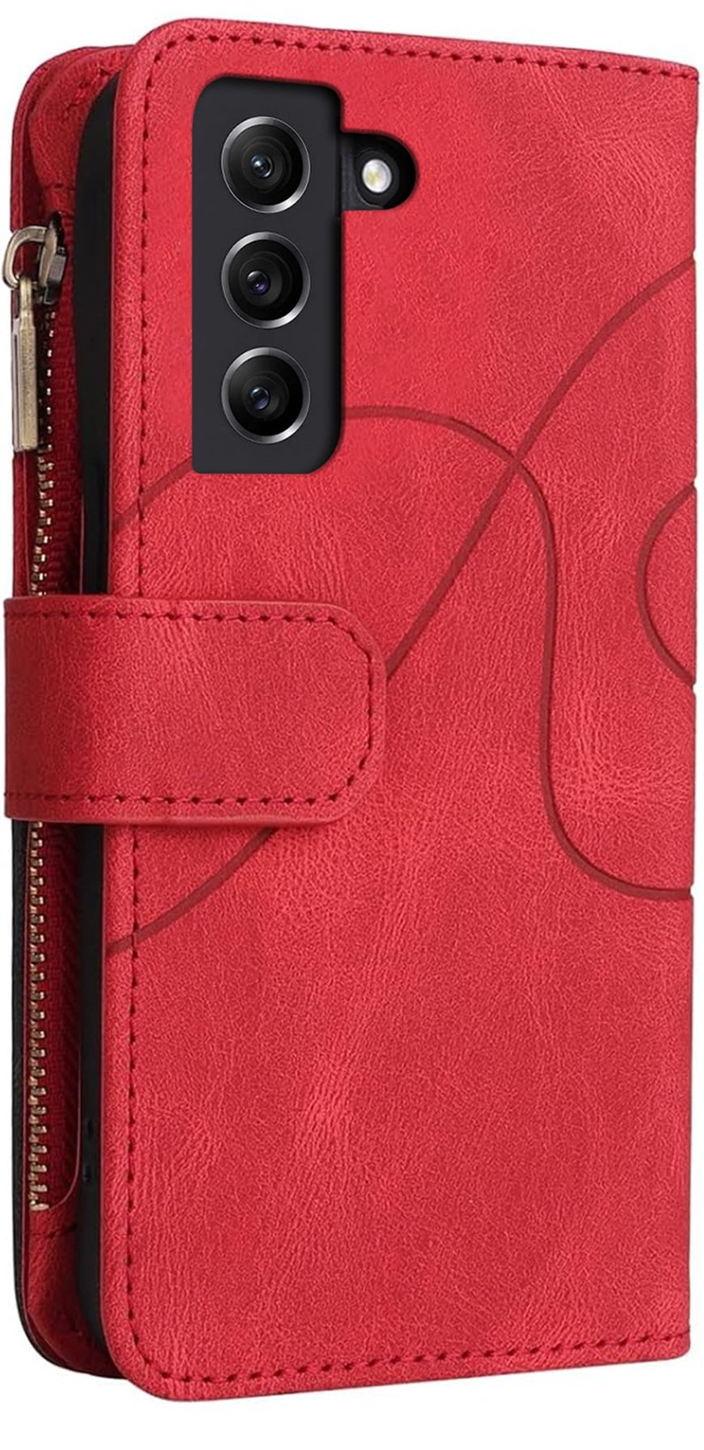 Дизайнерский чехол-книжка из кожи для SAMSUNG GALAXY S21 FE с кошельком, 5 слотами для карт и подставкой
